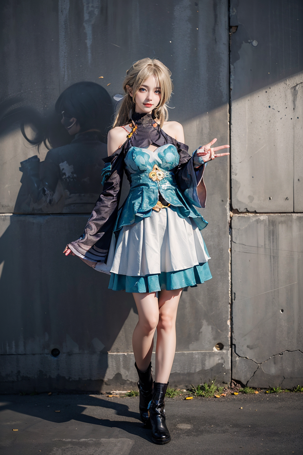 00120-613449268-best quality, masterpiece, realistic, (photorealistic_1.4), 1girl, solo, full body, looking at viewer, smile, standing, qingque.png